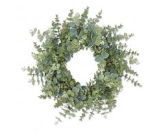 K&K Interiors 16357B Dekokranz Eukalyptus-Kranz mit Grapevine Basis, 61 cm, Grün
