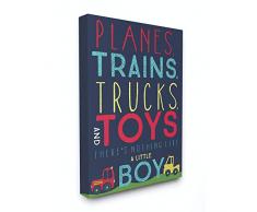Die Kinder Raum von Stupell Flugzeuge, Züge, Trucks und Toys Gespannte Leinwand Wandbild, blau, 40,6 x 50,8 cm