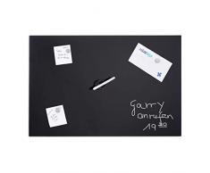 Relaxdays 80 x 50 cm, schwarz Glas-Magnetboard, beschreibbar, Memoboard, 3 Magneten, Sicherheitsglas, Magnettafel