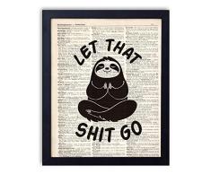 yuzi-n Faultier Meditationskissen Vintage Buch Art Print – Lustige Faultier Yoga Geschenke Dekoration – Faultier Geschenke – witzige Yoga Geschenke – 20,3 x 25,4 cm ungerahmt