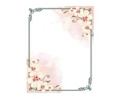 KodyCreations 100 Stationery Briefpapier, mit Niedlicher Floral Designs Ideal für Notizen Oder Brief Schreiben – Weiß Orchideen