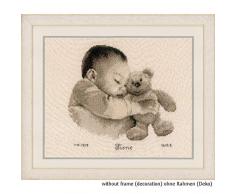 Vervaco PN-0163566 Baby & Teddy Stickpackung Zählmuster, Baumwolle, mehrfarbig, ca. 24 x 23 cm / 9,6 x 9,2