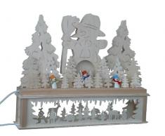 SchwibboLa KB 10-187 Erzgebirgischer Doppelt Beleuchteter Schwibbogen inklusive Erhöhung aus Birkenholz mit Zertifizierung, 52 x 42 cm