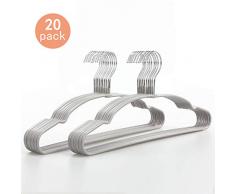 Topia Kleiderbügel für Erwachsene, platzsparend, Metall und Gummi-Beschichtung, 20 Stück Adult grau