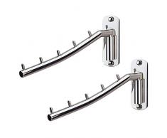 Z-FIRST Zusammenklappbarer Kleiderbügel zur Wandmontage, Kleiderbügel aus Edelstahl 304 Schwingarmhalter, strapazierfähig, zum Trocknen von Kleiderhaken, Kleidung, Kleiderhaken, Aufbewahrung, Organizer, 2 Stück