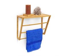 Relaxdays Bambus Handtuchhalter mit Regalaufbewahrung 30 x 42 x 20 cm Wand, Holz,Naturbraun