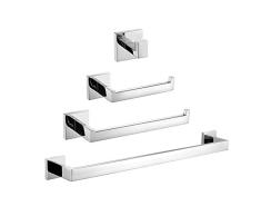 Leidener TM Wandhalterung massiv Messing Chrom Bad Zubehör-Sets, 4-TLG. Bad Collection Set Handtuch Bars Bademantel Haken Handtuch Regal