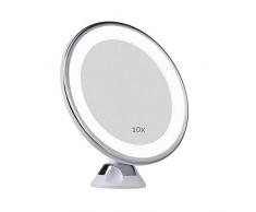 Pauleen Enlarge Your Inner Spark Schminkspiegel Vergrößerungsspiegel 10fach und Saugnapf und Kugelgelenk LED Kosmetikspiegel mit Licht Weiß matt Kunststoff/Spiegel 48007