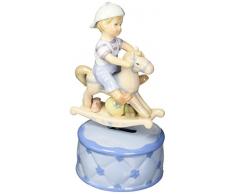 Cosmos 80050 feines Porzellan Junge mit Schaukelpferd Musical Figur, 7–1/8