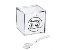 DCASA Zuckerdose Acryl mit Löffel Home Unisex Erwachsene Synthetik