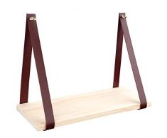 YOYAI Wandregal, Lederband, Holz, schwebend, Wandregal, Wandregal, Heimdekoration, Küche, Wohnzimmer, Schlafzimmer rot