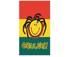 Rockin Smile Jamaica Rasta Smile – EIN dekoratives bedrucktes Strandtuch, 76,2 x 152,4 cm, weiches Baumwoll-Velours-Handtuch – ideal für den Strand/Pool/Sonnenbaden Medium Mehrfarbig