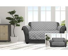 Duck River Coby Loveseat Bezug aus Mikrofaser, wendbar, wasserabweisend, Grau, Cover