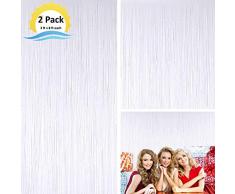 Moohome 2 Pack Big 3 Ft X 8 ft Folie Vorhänge Hintergrund Tür Fenster Vorhang Party Dekoration, weiß, 2-Pack