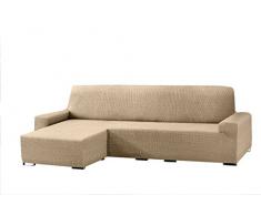 Eysa Aquiles elastisch Sofa überwurf Chaise Longue kurzer arm Links, frontalsicht, Farbe 01-beige, Polyester-Baumwolle, 43 x 37 x 14 cm