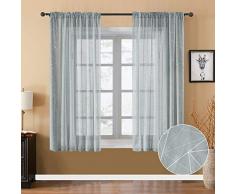 YOKISTG Vorhänge aus Leinen, mit Tasche Bedruckt, geometrische Muster, für Schlafzimmer, Wohnzimmer, Fenster, 2 Paneele, Polyester-Mischgewebe, grau, 54 x 63