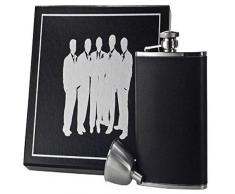 Visol Outlaw III Flachmann, Geschützmetall Ano, schwarzes Leder, 177 ml schwarz