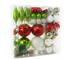 R N D Toys RND Christbaumkugel Ornaments - Christbaumkugeln hängend Baumschmuck Set Verschiedene Formen und Größen mit Haken - 75 Stück Rot und Grün Sortiment.