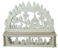 SchwibboLa KB 10-33 Erzgebirgischer Doppelt Beleuchteter Schwibbogen inklusive Erhöhung mit Zertifizierung, 52 x 42 cm 10-33