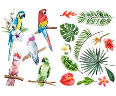 PLAGE Deko Wandaufkleber - Tropische Natur, Vinyl, Colorful, 29.7 x 0.1 x 21 cm