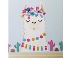 Chartwell Wandtattoo Llama mit Kaktus, DIY Selbstklebend, kreativer Aufkleber, Schlafzimmer abziehen und aufkleben, Starkes Vinyl mit Hellen Mehrfarb-Effekt.