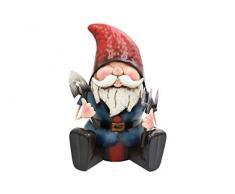 Primus Metal GNOME Ready to Dig Garden Ornament Sculpture Gift Gartenzwerg aus Metall, fertig zum Graben, Handbemalt, 21 x 18 x 30cm