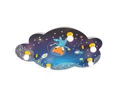 Elobra Kinderlampe Bildwolke Little Astronauts Space Mission, LED Nachtlicht Deckenleuchte, Holz, blau