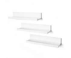 Americanflat Wandregal, 36 cm, Weiß, 3 Stück