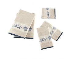 Madison Park Bayside Badetücher aus Baumwolle, sehr saugfähig, 6-teiliges Set beinhaltet 2 Badetücher, 2 Handtücher und 2 Waschlappen, Meeresblau