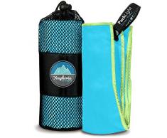 Youphoria Sport Mikrofaser Reisehandtuch und Sporthandtuch, blau / grün, 28 x 56