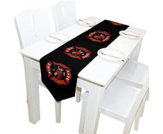 Abbylife Feuerwehrmann Fire Fighter Feuerwehr Logo Rechteck Tischläufer Tischdecke, Polyester, Tisch-Sets für Büro Küche Esszimmer Hochzeit Party Home Decor 13(W) x 70(L) Weiß