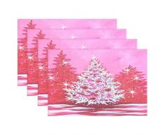 visesunny Tischsets für Esszimmer, Küche, Teller, Kissen, hitzebeständig, waschbar, schmutzabweisend, strapazierfähig, 30,5 x 45,7 cm 4 Weihnachtsbaum