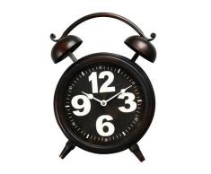 Adeco Old world-inspired Retro Eisen Wecker Style Wandbild zum Aufhängen oder Tisch Uhr mit überdimensionalen Zahlen