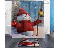 ALAZA Set von 2 Happy Holiday 152,4 x 182,9 cm Vorhang für die Dusche und Matte Set, Weihnachten Ornaments Wasserdicht Stoff Badezimmer Vorhang und Teppich-Set mit Haken Multicolor 4