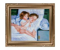 overstockArt Mary Cassatt-Breakfast im Bett Artwork mit Florentine, Dark Champagne Rahmen Finish