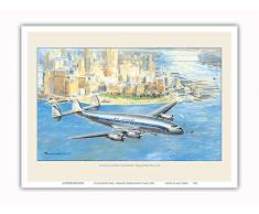 Pacifica Island Art New York Lockheed Constellation Flugzeug Vintage Travel Poster c.1946 Kunstdruck 9 x 12 in Mehrfarbig