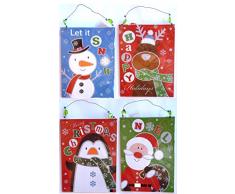 Wandschild Urlaub Weihnachten prints- Rentier, Schneemann, Pinguin & Weihnachtsmann (4 Pack)