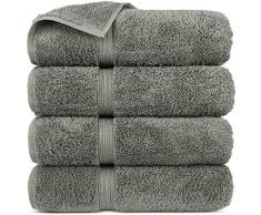 INDULGE TURKISH LINEN Premium türkische Baumwolle 4-Streifen Bordüre umweltfreundlich und Lange Stalltücher, Baumwolle, grau, Badetuch