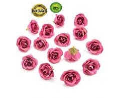 fake flowers heads Kunstblumen mit Seidenrosen, künstliche Blumen, Hochzeit, Heimtextilien, DIY Kranz, zum Basteln, künstliche Blumen, 30 Stück, 4 cm rosarot