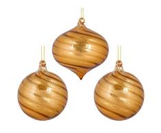 Roman Weihnachtsdekoration, römische Kugeln und Zwiebeln, 12,7 cm, Glas, goldfarben, 3 Stück