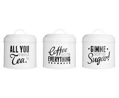 Wortspiel und Spiele Tee Kaffee Zucker Metall rund Kanister Küche Container Dose