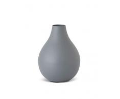 K&K Interiors 15500A-GY-3 Vase, Metall, matt, 16,5 cm, Grau