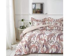 Uozzi Bettdecken-Set, wendbare Daunen, Alternative Bettdecken-Set aus Mikrofaser (1 Schmusetuch + 2 Kissenbezüge) Twin(68x86) Paisley Red