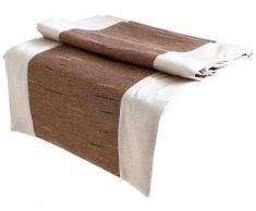 Artiwa - Farbe Elfenbein und Braun Seidendekoration, rechteckiger Hochzeitstisch und Bettläufer Modern 35 x 200 cm Beige