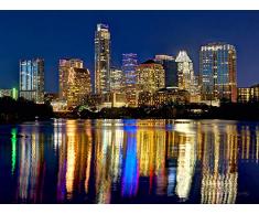Austin City Skyline bei Nacht, Downtown es x 30.48 cm 91.44 cm es Panorama Fototapete Poster ungerahmt Bilderrahmen, Standard-Größe