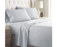 Bettlaken-Set, einfarbig, bedruckt, Leinen, Fadenzahl 400, 100 % Baumwolle, langstapelig, passend für Matratzen bis 38,1 cm tiefe Taschen, weicher Satin, Baumwolle, Bettlaken und Kissenbezug, luxuriöse Bettwäsche Full-Xl Light Grey Solid