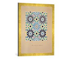 Gerahmtes Bild von James Cavanagh Murphy Mosaic Pavement in the Alhambra, from The Arabian Antiquities of Spain, published 1815, Kunstdruck im hochwertigen handgefertigten Bilder-Rahmen, 50x70 cm, Gold raya