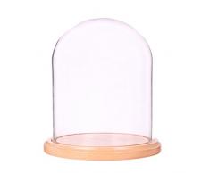 Moonlear Glasglocke Display Kuppel mit Sockel aus Holz 15 x 17,8 cm 5.9 x 7 Beech Wood Base