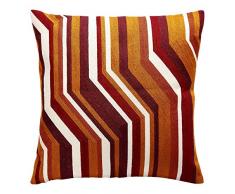 Generic 100% Baumwolle Bestickt Streifen Muster Kissen Fall Dekorativer Überwurf-Couch Kissen deckt 45,7 x 45,7 cm mit Unsichtbar Reißverschluss für Sofa, Bett, Stuhl, Auto Sitz