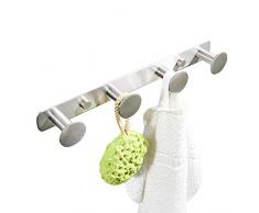 BigBig Home Handtuchhaken mit 4 Haken, gebürstetes Nickel, Kleiderstange und Bademantelhaken, zur Wandmontage, für Badezimmer, aus robustem Edelstahl